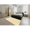 thumbnail image 5 of Ahgly Company Machine Washable Indoor Round Abstract Khaki Gold Area Rugs, 3' Round, 5 of 7