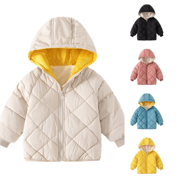 Ulitacool Boys Coats Thick Warm Winter Zipper Hooded Outwear Solid Color Windproof Jacket Little Boys Durable Tops White