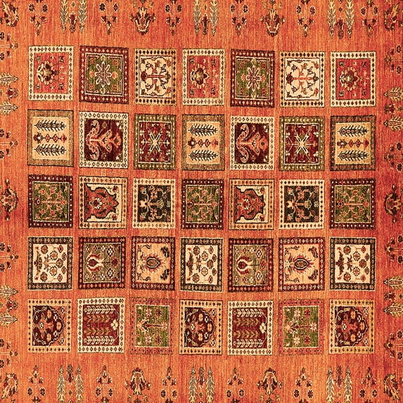Ahgly Company Indoor Square Abstract Orange Modern Area Rugs, 8' Square