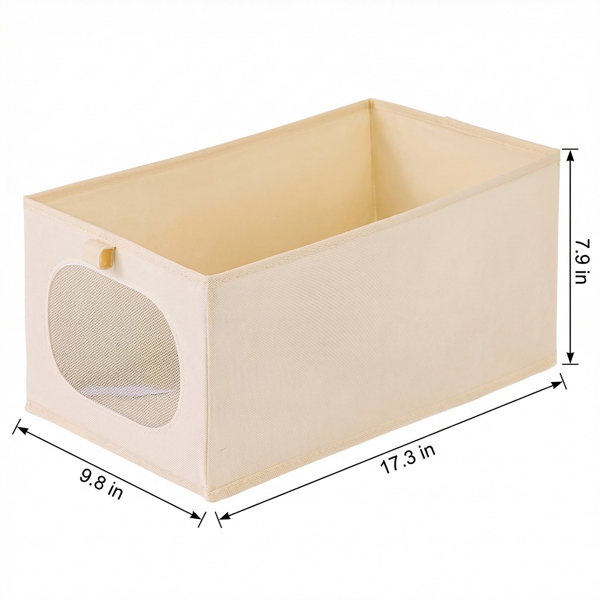 Unique Bargains Fabric Storage Bin With Bottom Beige 17.3*9.8*7.9in