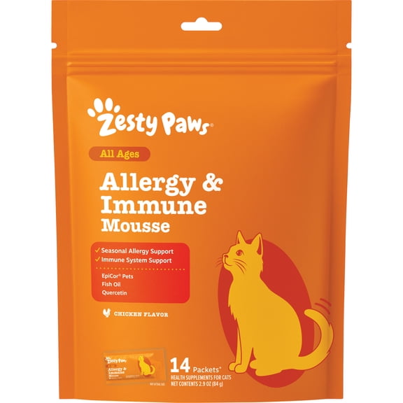 Zesty Paws Allergy & Immune Mousse Chicken Flavor Cat Supplement, 14 Count