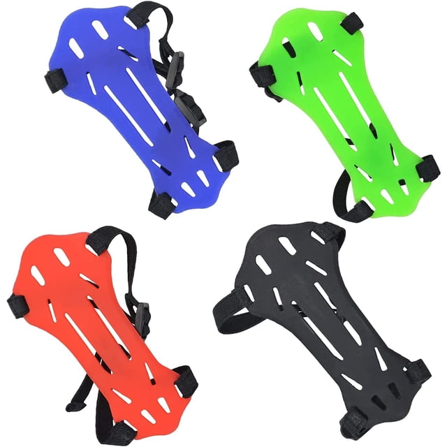 Paquete de 4 protectores de brazo de tiro con arco ajustables 2 correas hebillas protector de antebrazo para niños y jóvenes arcos recurvos arco largo caza arqueros (negro, azul, rojo, verde