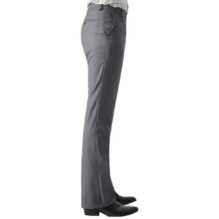 HAORUN Men Flared Formal Dress Pants Slim Fit 60s 70s Vintage Bell Bottom  Trousers