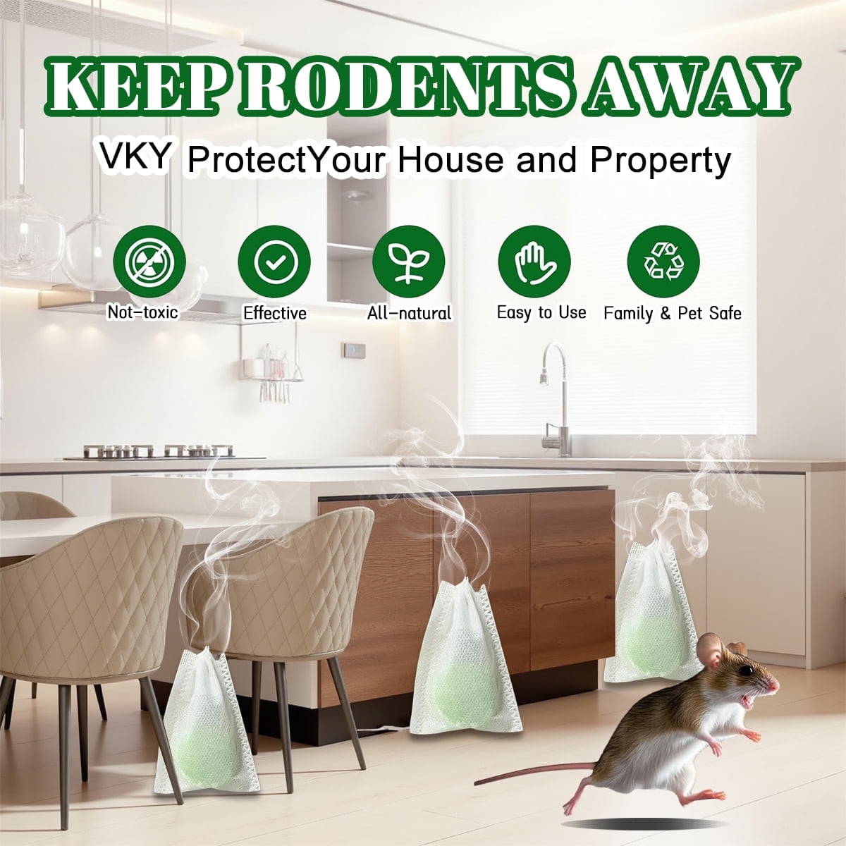 RodentRepellent with Peppermint Oil - Mouse, Squirrel & Rat Deterrent for Car Engines, Garage, Attic - Long-Lasting Mole/Mice Control Indoor & Outdoor - Safe vs Moth Balls & Traps (20 Pack)