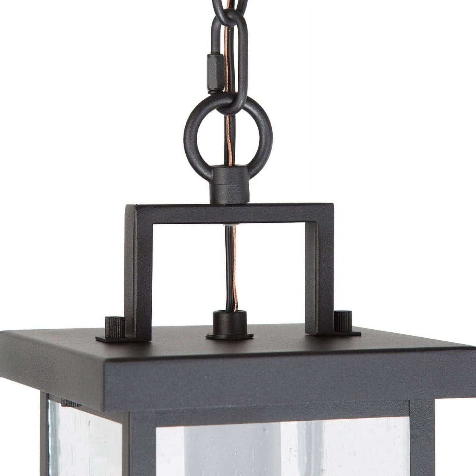 LNC Outdoor Pendant Light withseeded Glass, Blacksquare Hanging Lantern Fixture for Porch