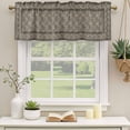 thumbnail image 2 of Grey Boho Curtain Valances for Windows, Kitchen Valance Window Treatments Panel 2 Pack, Vintage Ethnic Tribe Abstract Art Floral Rod Pocket Short Curtains for Bathroom Bedroom 42 x 12 Inch, 2 of 8
