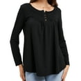 thumbnail image 6 of Womens Blouses Casual Long Sleeve Tops Plus Size Swing Button Down Tunics Black, 6 of 8
