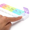 thumbnail image 3 of Rainbow 7-Day Push Button Tablet Pastillero Contenedor Almacenamiento Pastillero Dispensador, 3 of 9