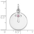 thumbnail image 4 of Sterling Silver Ss Rhodium-Plated Circle Disk And Cross With Pink Crystal Pendant (Width 16.03) (Length 19.14) - Jbsp, 4 of 5