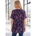 thumbnail image 2 of Roaman's Women's Plus Size Angelina Crinkle Crepe Y-Neck Short Sleeve Tunic, 2 of 6
