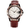 thumbnail image 1 of HEL Watch - Genuine Leather Brown Round Man Mens Analog Date Quartz Wrist Watch, 1 of 1