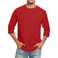 thumbnail image 6 of Trgacdwlo 3/4 Sleeve Shirts for Men Crew Neck Mens Baseball Shirts Summer Fall Big and Tall Plain Cotton Shirts Men Red S, 6 of 7