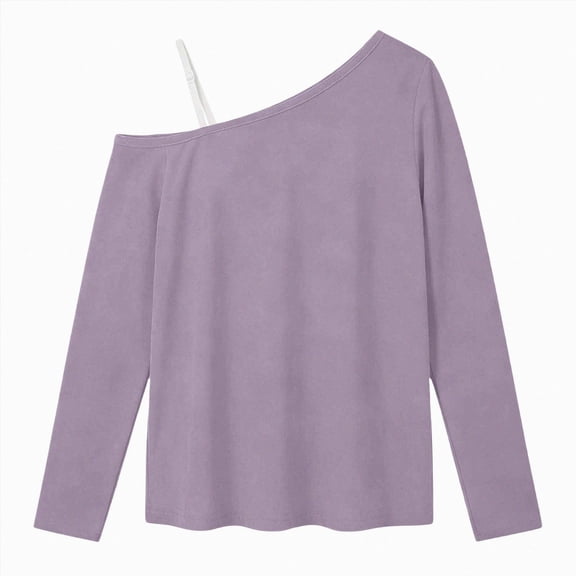 ZIXKCGDSE Girls Off The Shoulder Top Loose Fit Long Sleeve Shirts Kids Fashion Streetwear Size 10-11 Year