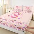 thumbnail image 4 of Feelyou Rainbow Letter S Queen Sheet Sets for Girls, Cartoon Lover Heart Bed Set, Pink, 4 Pieces, 4 of 5