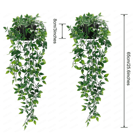 2pcs Fake Hanging Plants, Artificial Potted Plants for Indoor Outdoor Aesthetic Office Living Room Shelf Decor