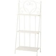 thumbnail image 1 of Farmers Favorite 3 Tier Plant Stand, Wide Body Design, Ivory White Distressed Finish, Sturdy Iron, Heart with Scrolled Details, Punched Floral Fold Out Shelves, 11 3/4 L x 22 W x 49 1/4 H inches, 1 of 3