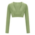 thumbnail image 4 of STETMN Women Long Sleeve Cropped Tops Workout Bolero Shrug Sexy Deep V Neck Sport Tracksuits, 4 of 6