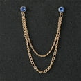 thumbnail image 4 of Men Suit Pin Rhinestone Decor Double Chains Anti-slip Dress-up Polished Coat Collar Pin Coat Brooch Adult Clothes Hats Bags Jewelry, 4 of 8