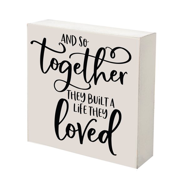 LifeSong Milestones 6x6 Modern Inspirational Shadow Box for Home Decorations - And So Together (White)