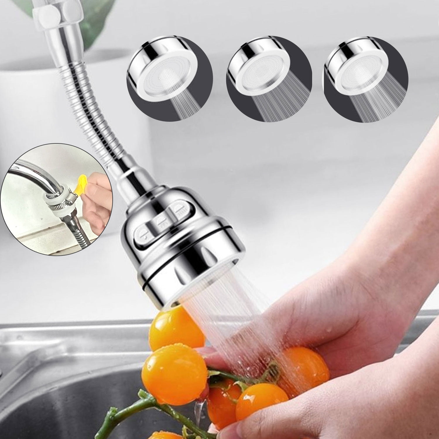 360° Rotatable Faucet Sprayer ,Movable Kitchen Faucet Adapter, Anti-Splash Faucet Shower Head ,Kitchen Booster Nozzle Head and Water Saving