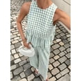 thumbnail image 2 of Womens 2 Piece Gingham Plaid Set Sleeveless Ruffle Tank Top Wide Leg Pants Summer Matching Lounge Outfits, 2 of 8