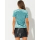 thumbnail image 4 of Disfraz de Halloween Camiseta Terciopelo Sólida Casual De Manga Corta Con Cuello Redondo Para Mujer Azul claro gris S, 4 of 5