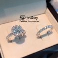 thumbnail image 1 of CC establece anillos para mujer pareja Zirconia cúbica anillo cuadrado amantes joyería nupcial boda compromiso romántico lujo Bague CC2384 Deng Xun unisex, 1 of 1