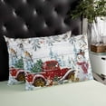 thumbnail image 4 of Rustic Christmas Truck Snowman Throw Pillow Cover,Farm Berry Bird Winter Snowy Rectangle Decorative Pillow Case Protector Soft Cushion Cover Lumbar Pillowcase for Couch Sofa Bedroom Decor 20x26 Inch, 4 of 8
