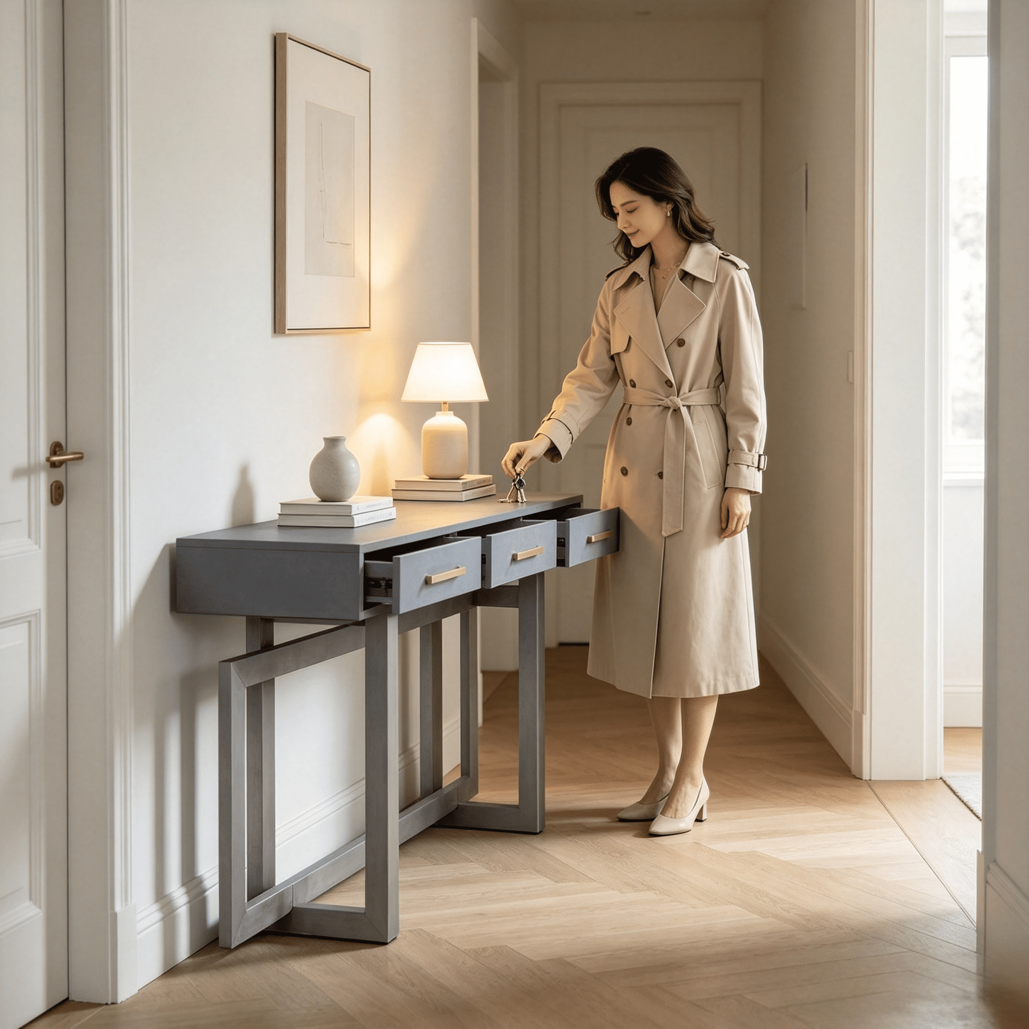 Elegant Console Table with Three Drawers, Extra Long Entryway Table for Entryway, Hallway, Living Room, Foyer, Corridor