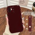 thumbnail image 3 of YWC-Compatible with iPhone 11 Case Cute Simple Wave Design Stylish Wavy Curly Frame with Wrist Adjustable Hand Strap Kickstand Grip Holder Soft Silicone Protective Cover - Wine Red, 3 of 4