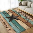 thumbnail image 4 of Teal Brown Texas Star 5x8 Area Rugs, Retro Country Star Farmhouse Wooden Non-Skid Rubber Backing Large Rectangle Rugs - Living Room Bedroom Home Office, Indoor Floor Mat Carpets Washable Rug, 4 of 9