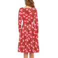 thumbnail image 3 of FKELYI Red Christmas Women Dress Size L Casual Snowflake Ho Ho Women Dress Long Sleeve Party Lightweight Swing Twirl Skater Dress Knee Length, 3 of 4