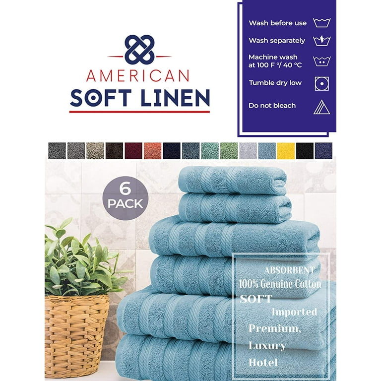 American Soft Linen 6-Piece 100% Turkish Genuine Cotton Premium & Luxury  Towel Set for