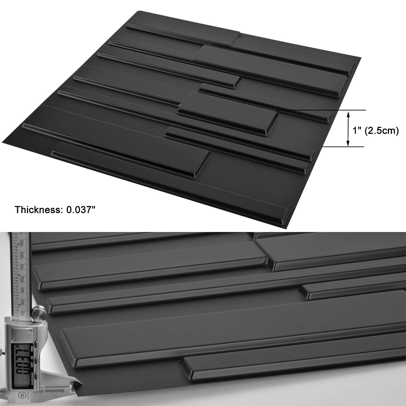 Art3d 12-Pack Black Brick Design 3D Wall Panels PVC, 32 Sq ft/case