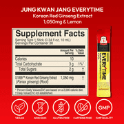 JungKwanJang Korean Red Ginseng Extract, Everytime Lemon | 10 Sticks, 0.34 fl oz (10 ml) Each