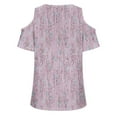thumbnail image 4 of ALLLIST V-Neck Womens Tops Pink Short Sleeve Graphic T-Shirts Casual Cold Shoulder T Shirts for Women, 4 of 4