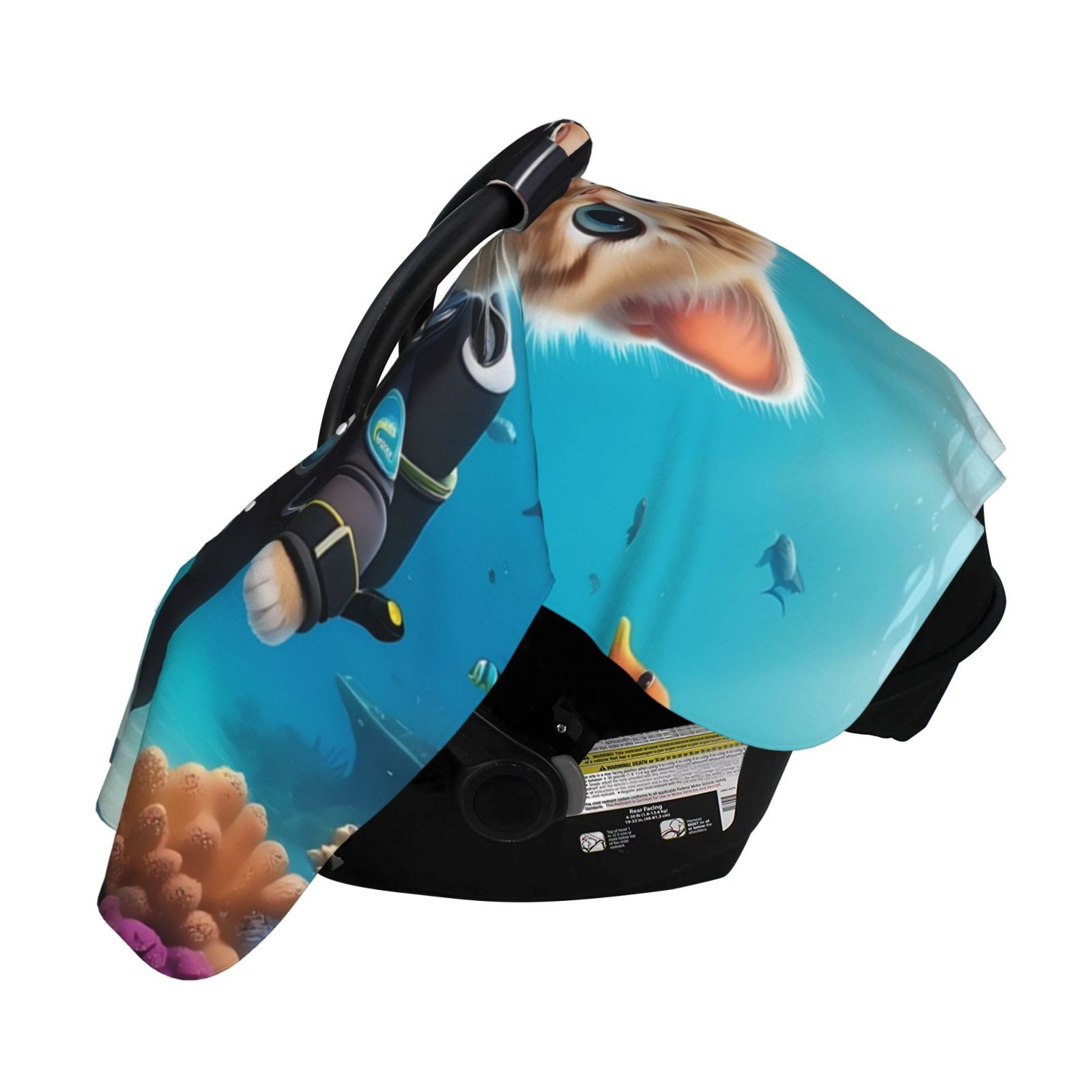 Naloa Underwater Diving Cat Baby Car Seat Cover, Breathable Baby Carrier Cover, Multiuse Baby Carrier Cover & Nursing Breastfeeding Cover
