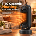 thumbnail image 6 of Space Heater 1300W Portable PTC Ceramic Electric Heater, Quiet Tower Heater with 240 Min Timer, Tip-Over & Overheat Protection, Office Bedroom, Black, 6 of 8
