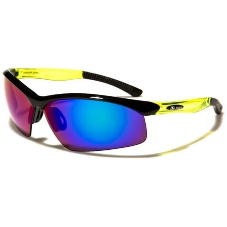 New Mens Mirrored Lens Half Frame Wrap Around Sport Cycling Baseball Sunglasses