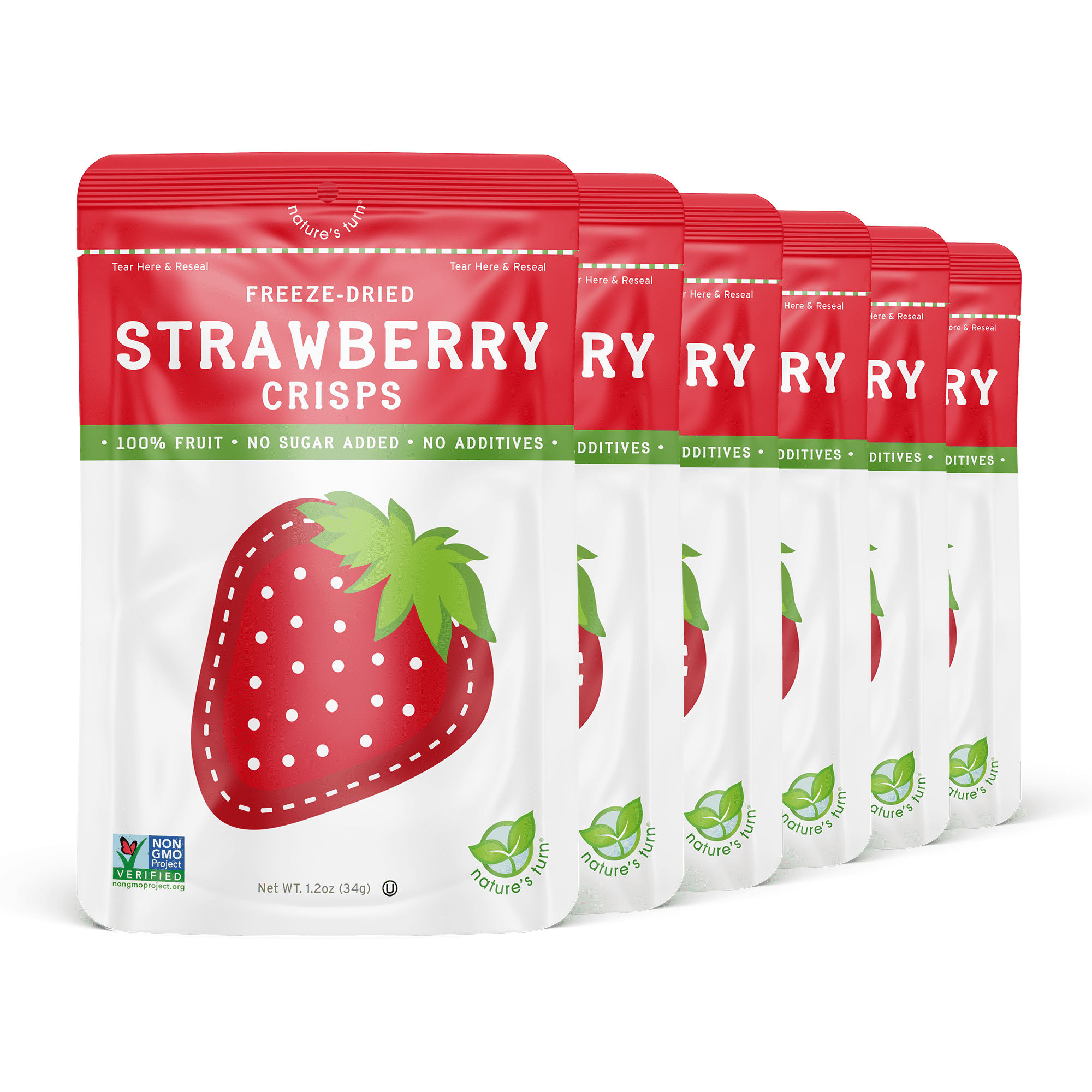 Nature’s Turn Freeze-Dried Strawberry Crisps, No Added Sugar, Healthy Natural Fruit Crisp Snack for School Lunches, 24 Pack (0.35 oz Each)