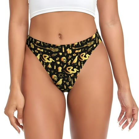 Sigee glod Skull snake bird for Women s G-String Panty  Low Rise  Soft Lace Perfect for Everyday Wear or Special Occasions-Small