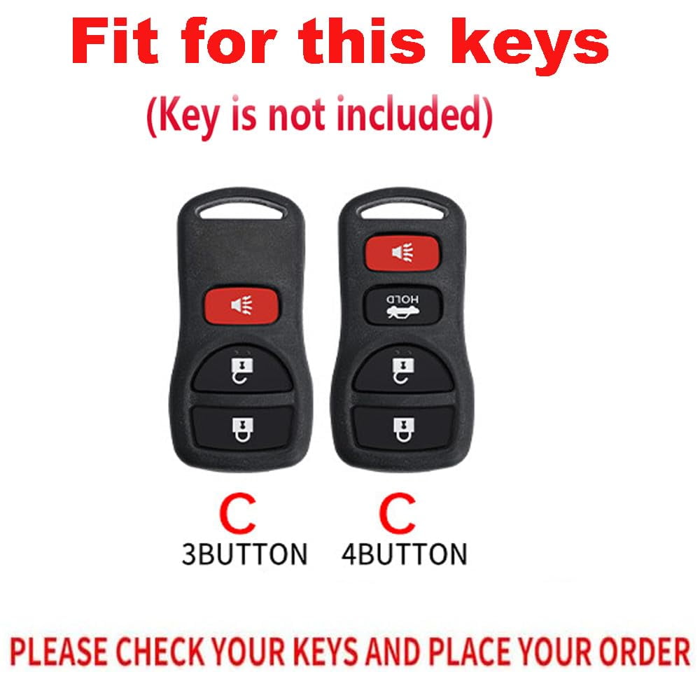 Zinc Alloy Key Fob Cover fIt for Nissan Altima Sentra Versa Maxima Keyless Entry Leather Remote Key Fob Case Shell Key Case Holder Protector Metal Keychain 3 Button