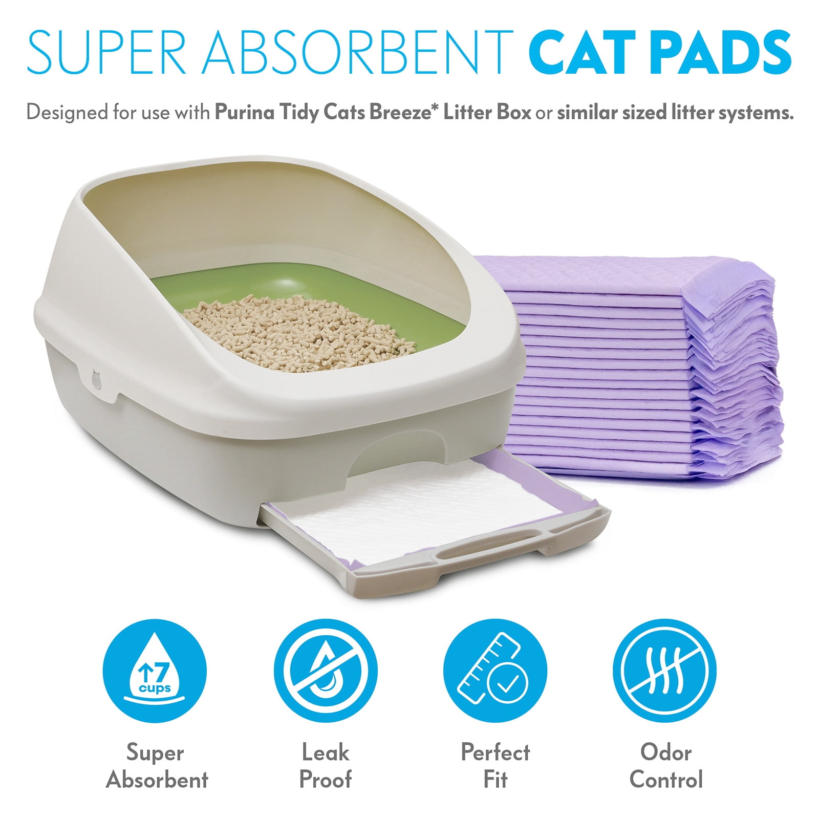 20ct Paw Inspired Scented Cat Pads, Generic Refills for Tidy Cats Breeze Cat Litter Box Pads System, Cat Pee Pads 16.9 x 11.4 inch