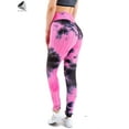 thumbnail image 6 of PULLIMORE Womens High Waisted Leggings Tie Dye Push up Textured Yoga Capri Pants (M, Pink), 6 of 7