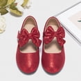 thumbnail image 4 of KPOPLK Girls Mary Jane Glitter Shoes Low Heel Princess Dress Shoes,Toddler Little Girls Bowknot Flower Girl Wedding Party Dress Pump Shoes Size 13.5,Red, 4 of 6