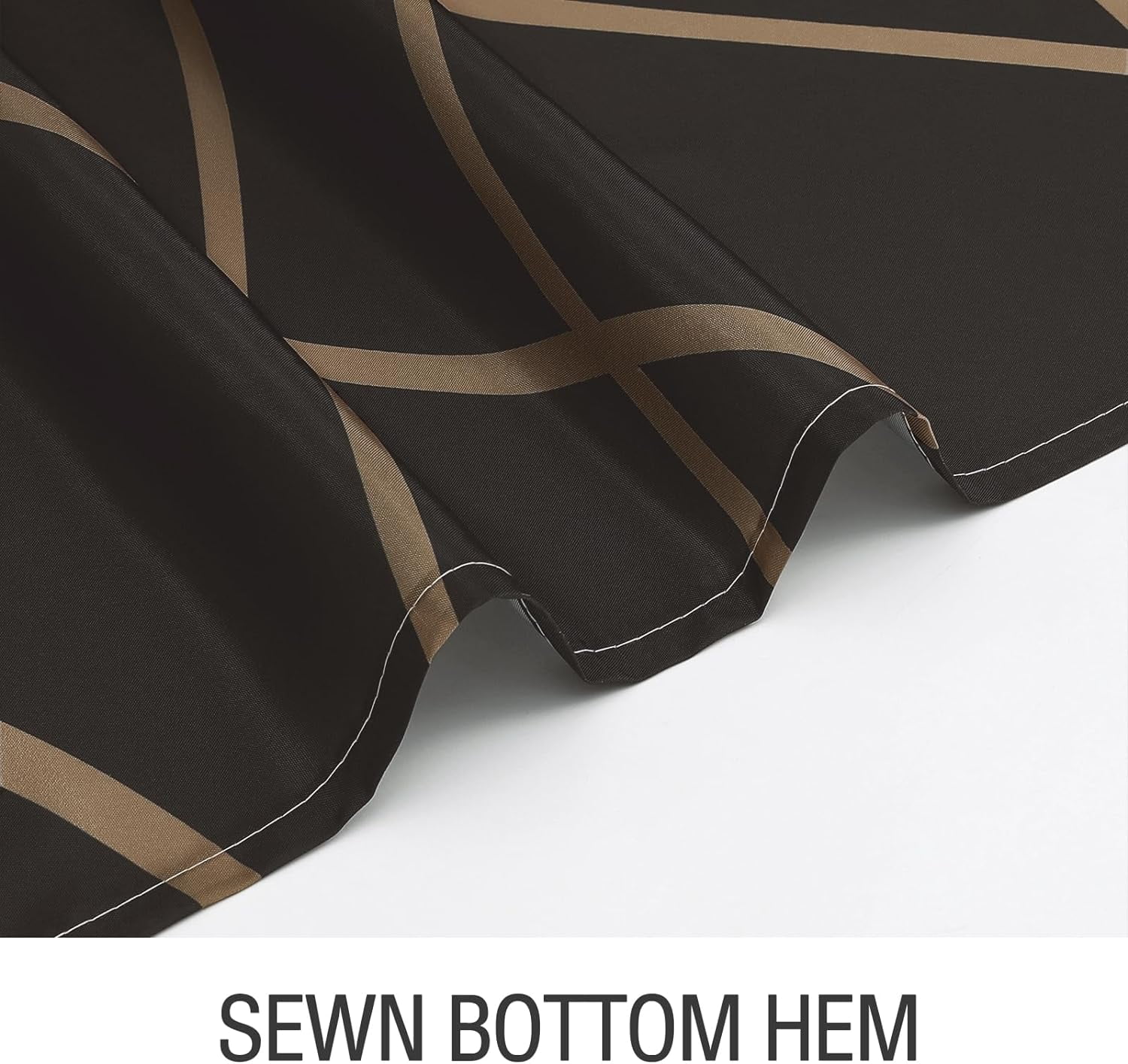Abstract Striped Shower Curtain, Modern Minimalist Waterproof Fabric Shower Curtain Set with Hooks 72" x 72" - Brown