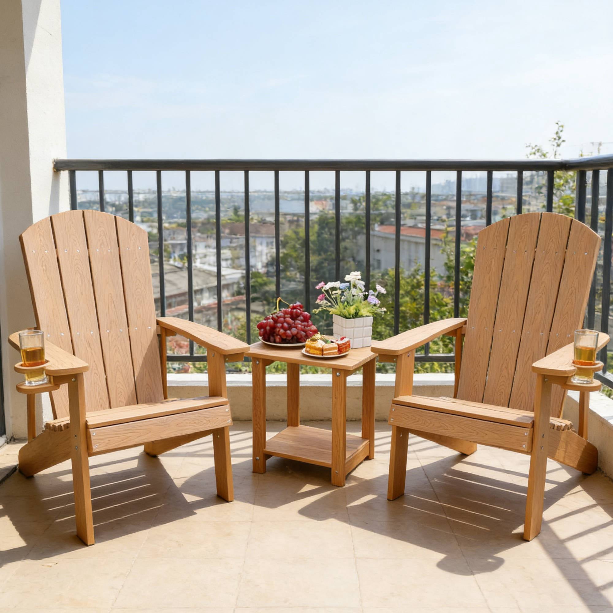 Jopath 2-Piece Patio Lounge Chair, Outdoor Accent Chairs Durable and Stylish for Deck Garden Teak