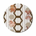 thumbnail image 1 of Cartoon Mouse Pad for Computers, Children Animals Pattern of Cat Dog and Bunny with Paw Prints and Hexagons, Round Non-Slip Thick Rubber Modern Gaming Mousepad, 8" Round, Multicolor, by Ambesonne, 1 of 2