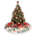 thumbnail image 4 of Christmas Tree Skirt, Lilies Flowers Pine Green Leaves Christmas Tree Decorations Indoor, Tree Skirts Mat With Tassel Trim for Halloween New Year Holiday Christmas Party Decor 48 Inches, 4 of 7