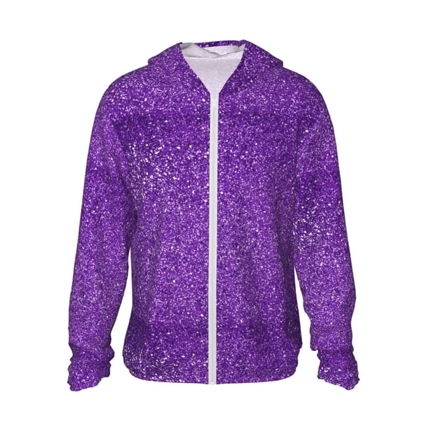 Balery Glitter Purple Sudadera ligera de manga larga con capucha y protección solar UPF 50+ para hombre y mujer, ideal para pesca y running-XX-Large